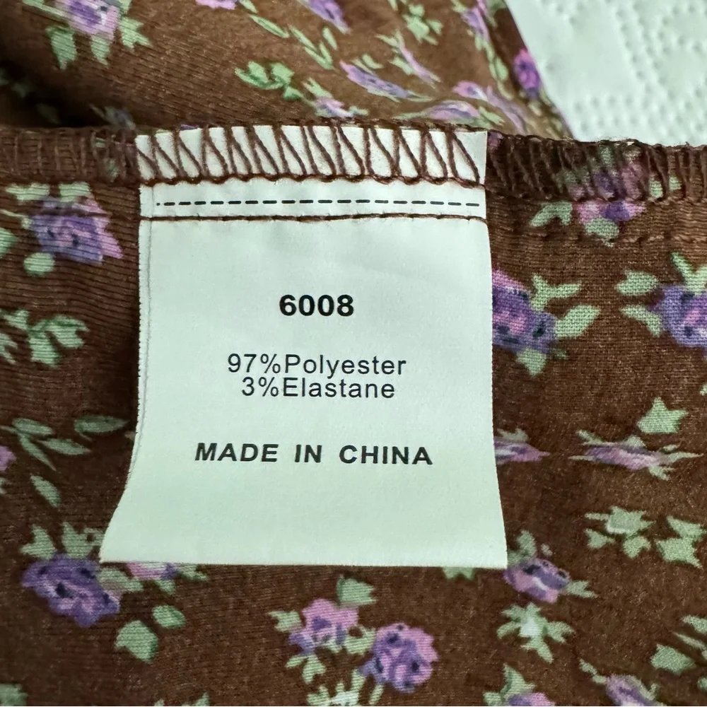 Pretty Garden Brown Floral Boho Swing Tiered Ruffle Summer Dress Size XL NWT - Picture 12 of 13
